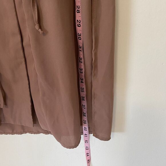 Spoon Milk Chocolate Utility Cinch Waist Tab Sleeve Shirtdress Front Zip S - Picture 8 of 12